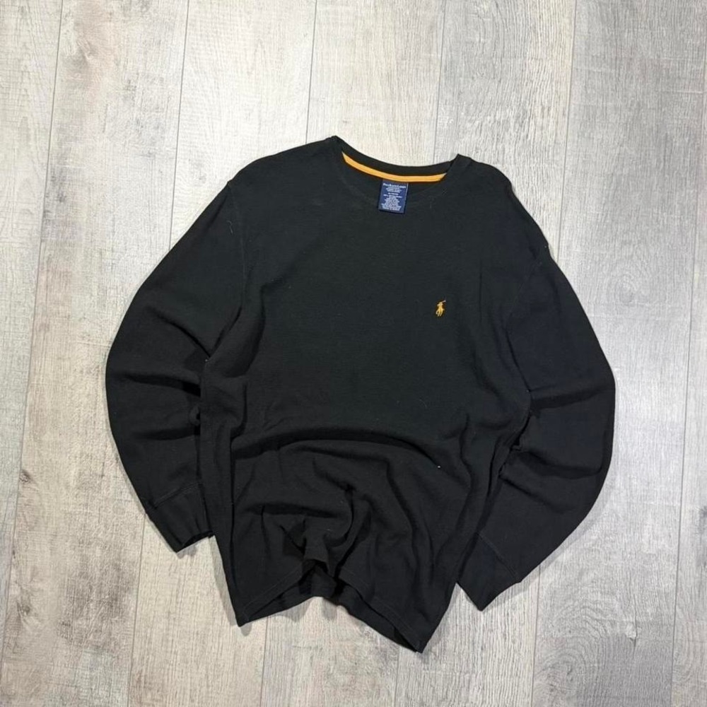 emo grunge essential black yellow polo Ralph Lauren long sleeve thermal shirt